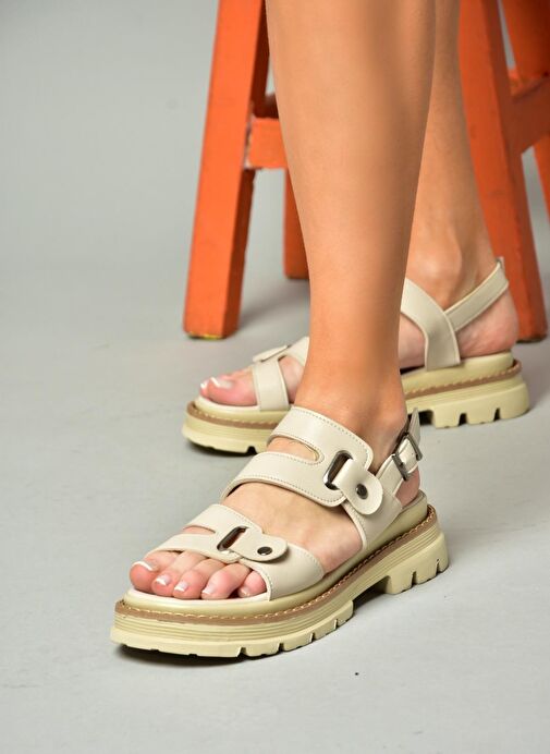 S996075509 Bej Kadın Sandalet - Görsel 3