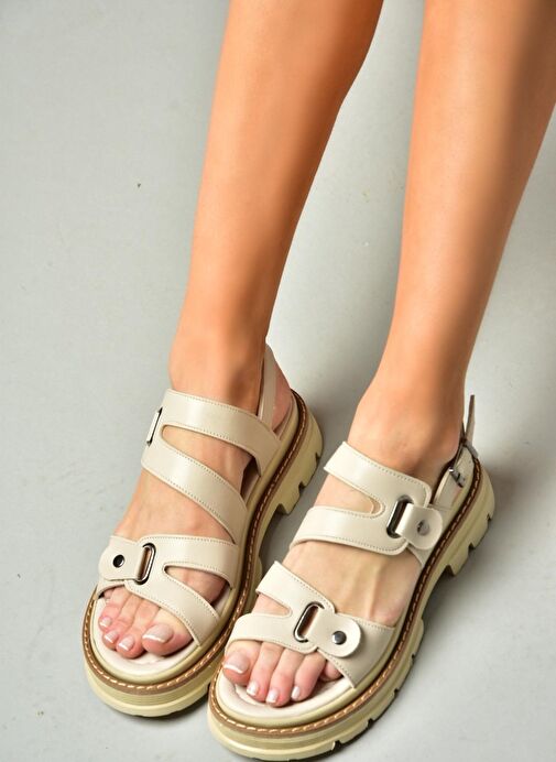 S996075509 Bej Kadın Sandalet - Görsel 4