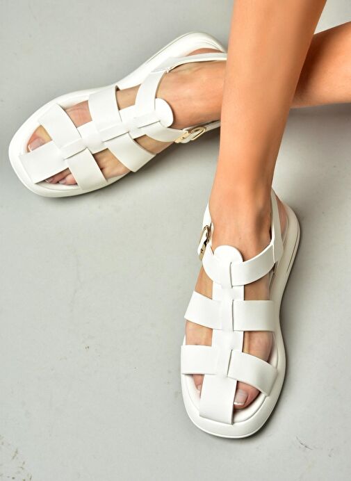 S518106009 Beyaz Kadın Sandalet - Görsel 2