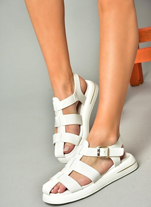 S518106009 Beyaz Kadın Sandalet - Görsel 3