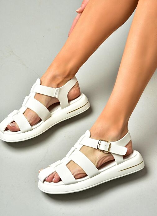 S518106009 Beyaz Kadın Sandalet - Görsel 4