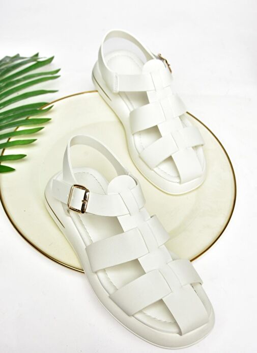 S518106009 Beyaz Kadın Sandalet - Görsel 6