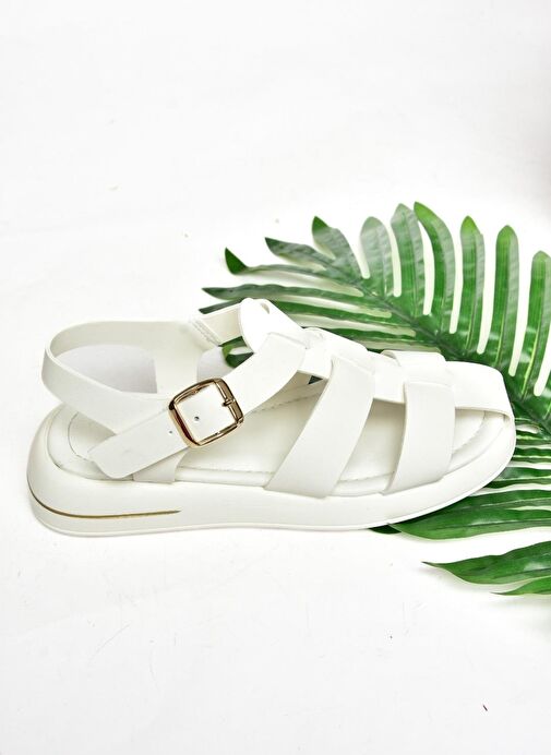 S518106009 Beyaz Kadın Sandalet - Görsel 7