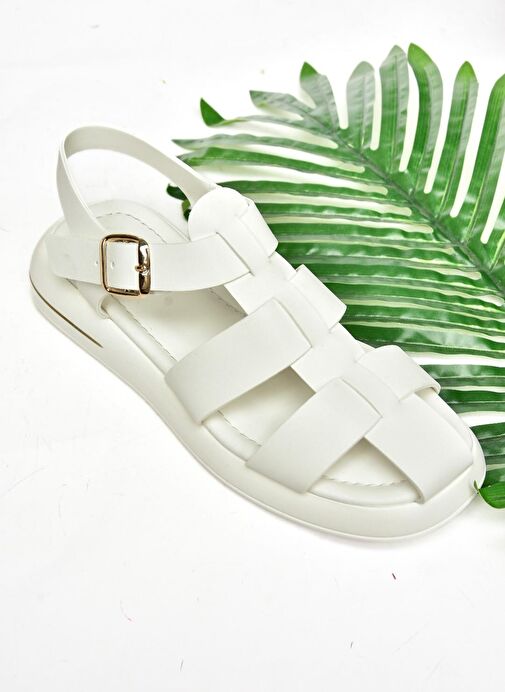 S518106009 Beyaz Kadın Sandalet - Görsel 8