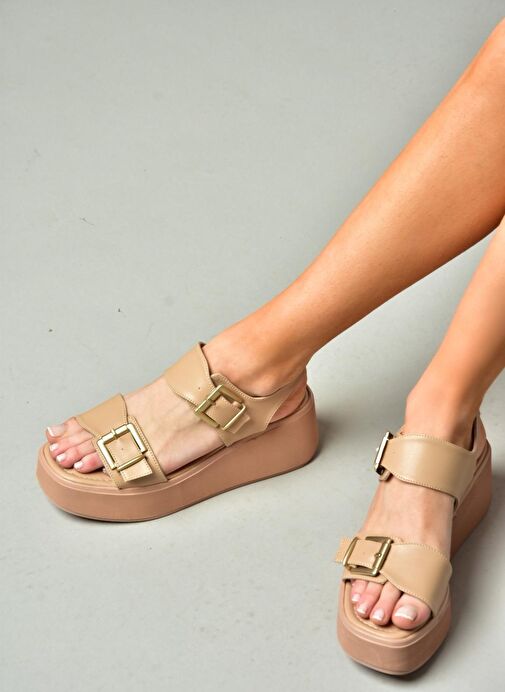 S590550409 Ten Dolgu Tabanlı Kadın Sandalet - Görsel 5
