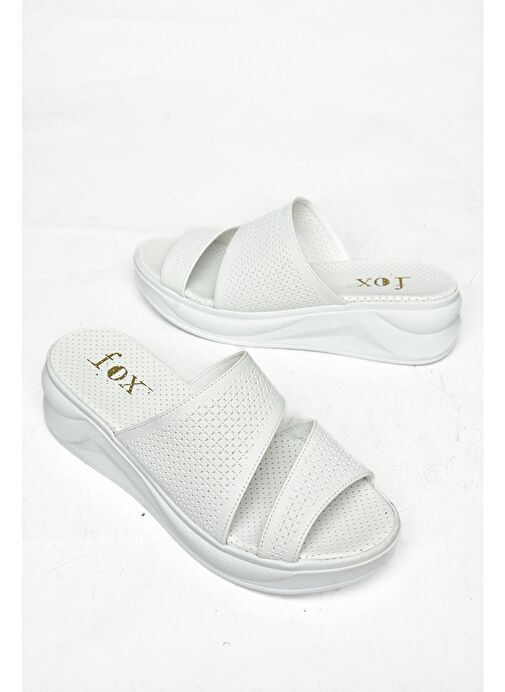 S713930309 Beyaz Kalın Tabanlı Kadın Terlik - Görsel 6