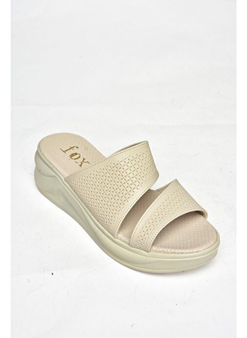 S713930309 Bej Kalın Tabanlı Kadın Terlik - Görsel 8