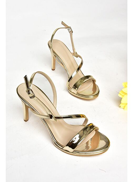 S569716634 Altın Ayna İnce Topuklu Abiye Ayakkabı - Görsel 7