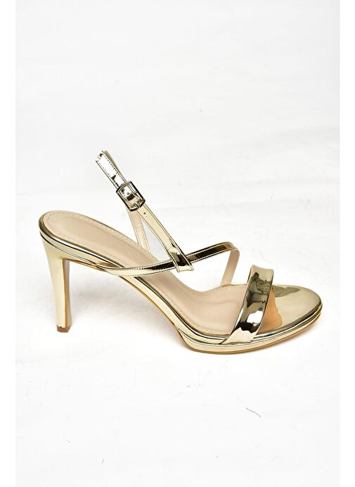 S569716634 Altın Ayna İnce Topuklu Abiye Ayakkabı - Görsel 8
