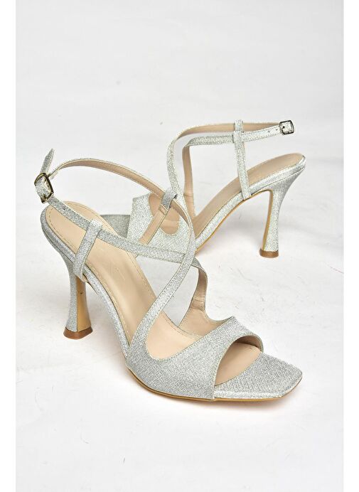 S569816814 Gümüş Sim İnce Topuklu Kadın Ayakkabı - Görsel 6