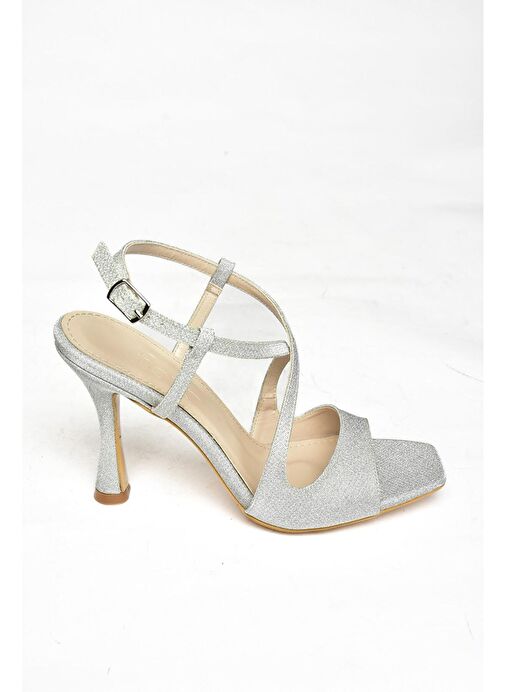 S569816814 Gümüş Sim İnce Topuklu Kadın Ayakkabı - Görsel 7