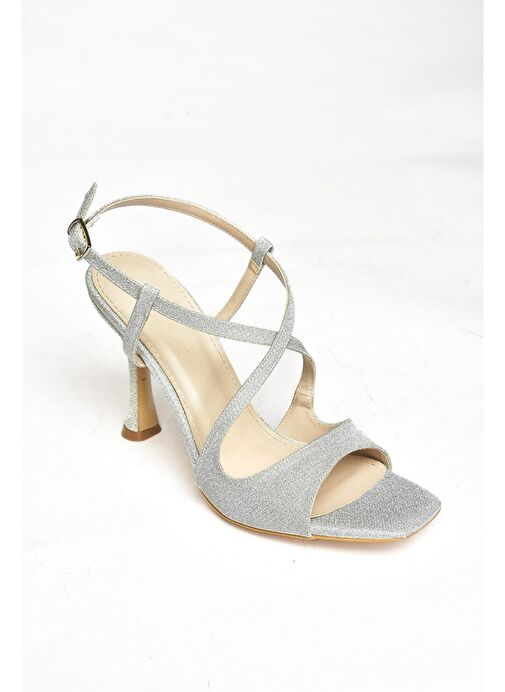 S569816814 Gümüş Sim İnce Topuklu Kadın Ayakkabı - Görsel 8