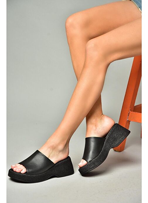 S996741209 Siyah Kalın Tabanlı Kadın Terlik - Görsel 2