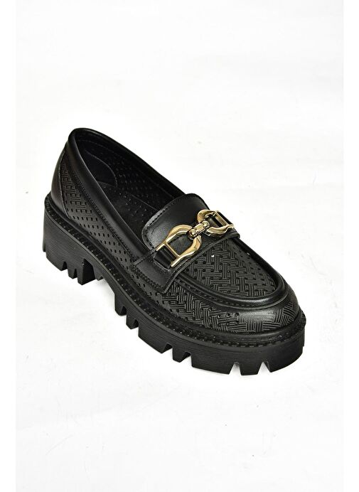 S250242609 Siyah Kalın Tabalı Kadın Ayakkabı - Görsel 8