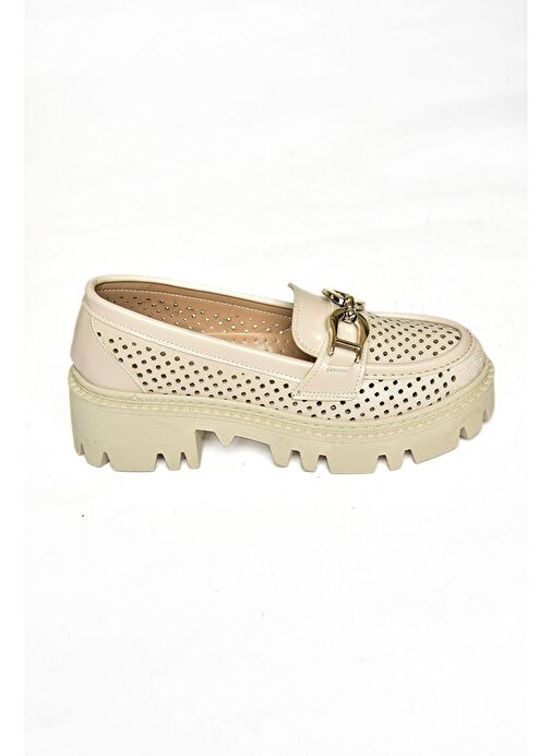 S250242609 Bej Kalın Tabalı Kadın Ayakkabı - Görsel 7