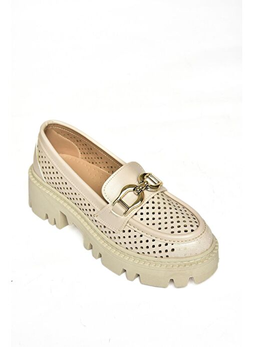 S250242609 Bej Kalın Tabalı Kadın Ayakkabı - Görsel 8