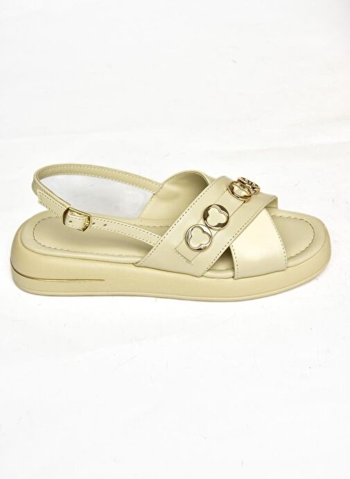 S518105809 Bej Alçak Tabanlı Kadın Sandalet - Görsel 7