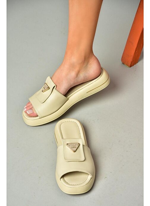 S518106409 Bej Kadın Terlik - Görsel 4