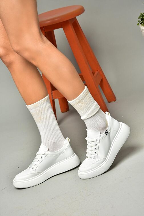 S274048409 Beyaz Kadın Spor Ayakkabı Sneakers - Görsel 3