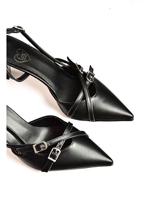 S654071909 Siyah Kısa Topuklu Kadın Ayakkabı - Görsel 2