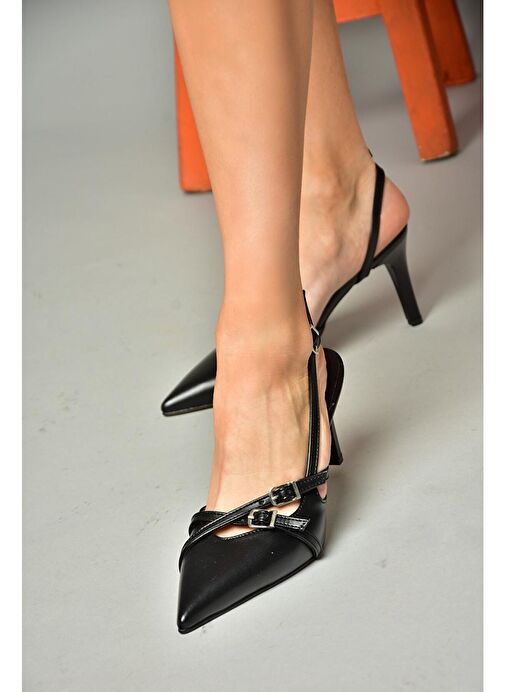 S654071909 Siyah Kısa Topuklu Kadın Ayakkabı - Görsel 4