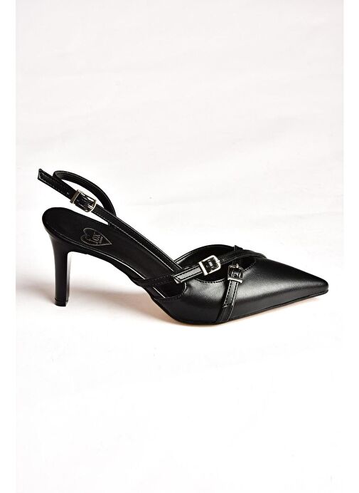 S654071909 Siyah Kısa Topuklu Kadın Ayakkabı - Görsel 8