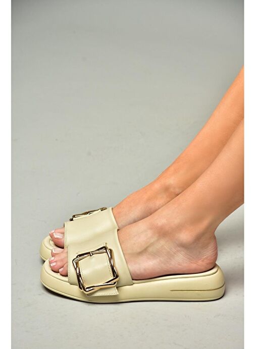 S518106309 Bej Tokalı Kadın Terlik - Görsel 3