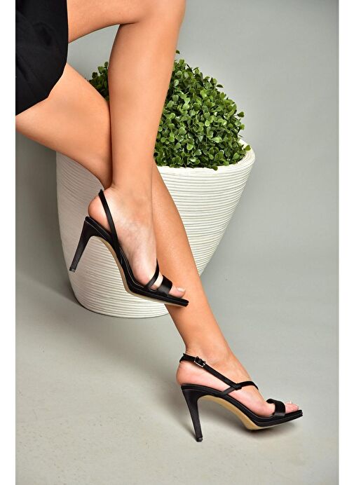 S569716604 Siyah Kumaş İnce Topuklu Abiye Ayakkabı - Görsel 3