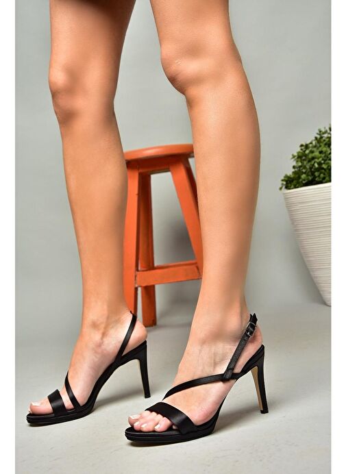 S569716604 Siyah Kumaş İnce Topuklu Abiye Ayakkabı - Görsel 4