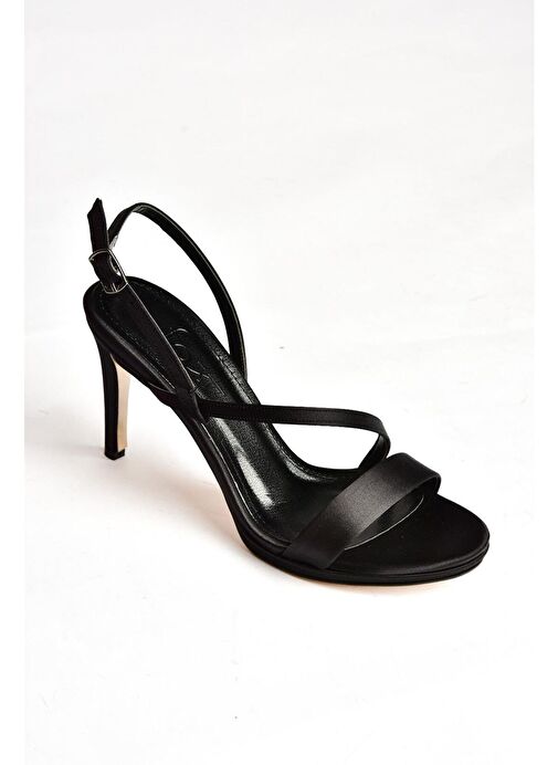 S569716604 Siyah Kumaş İnce Topuklu Abiye Ayakkabı - Görsel 8