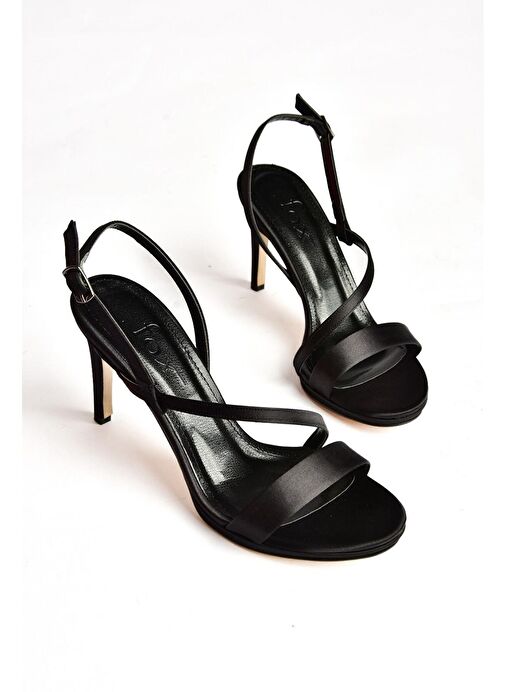 S569716604 Siyah Kumaş İnce Topuklu Abiye Ayakkabı - Görsel 9