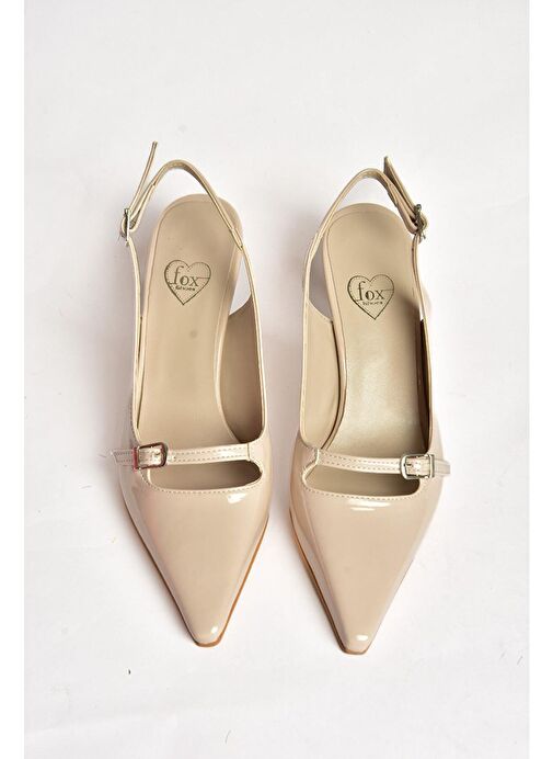 Fox Shoes Bej Kadın Rugan Topuklu Ayakkabı 12201 - Görsel 2