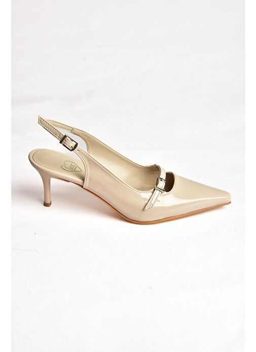 Fox Shoes Bej Kadın Rugan Topuklu Ayakkabı 12201 - Görsel 8