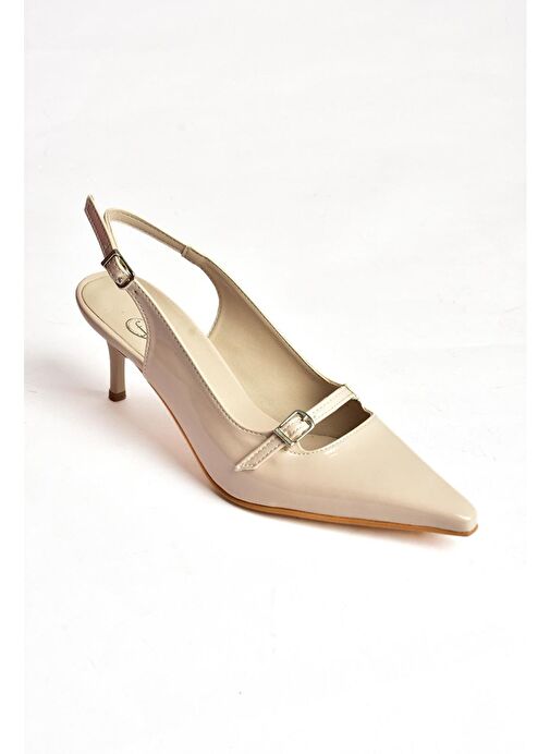 Fox Shoes Bej Kadın Rugan Topuklu Ayakkabı 12201 - Görsel 9