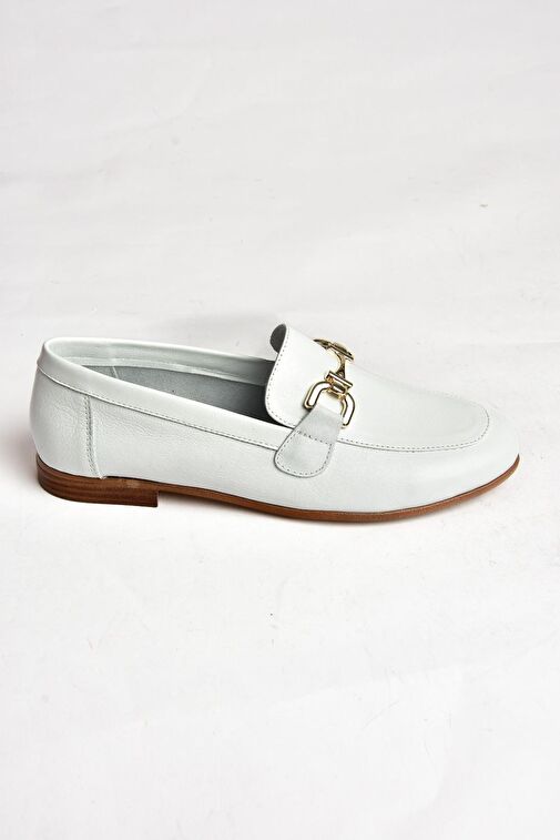 S944037903 Beyaz Hakiki Deri Kadın Babet - Görsel 7