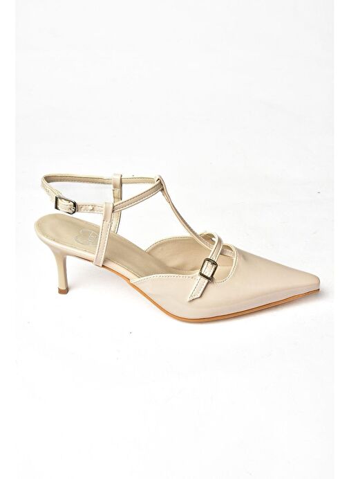 S654071208 Bej Rugan Alçak Topuklu Kadın Ayakkabı - Görsel 5