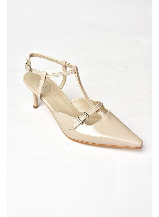 S654071208 Bej Rugan Alçak Topuklu Kadın Ayakkabı - Görsel 6