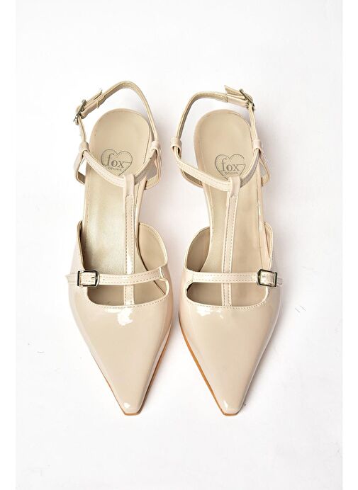 S654071208 Bej Rugan Alçak Topuklu Kadın Ayakkabı - Görsel 7