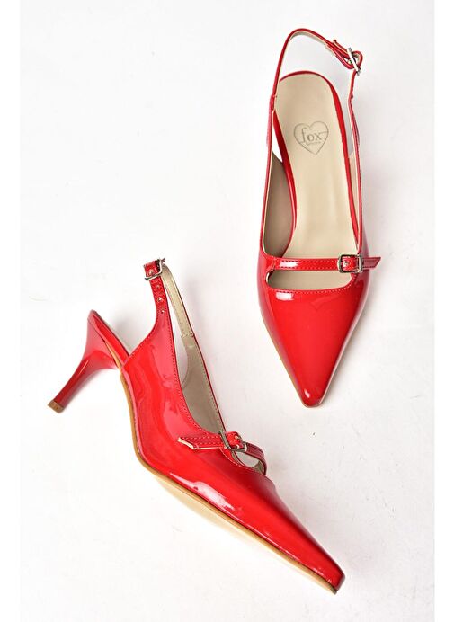 S654072208 Kırmızı Rugan İnce Topuklu Kadın Ayakkabı - Görsel 2
