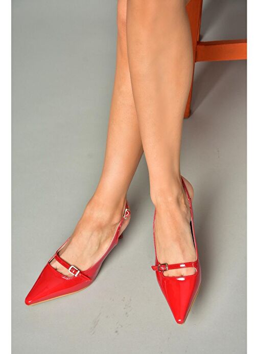 S654072208 Kırmızı Rugan İnce Topuklu Kadın Ayakkabı - Görsel 3