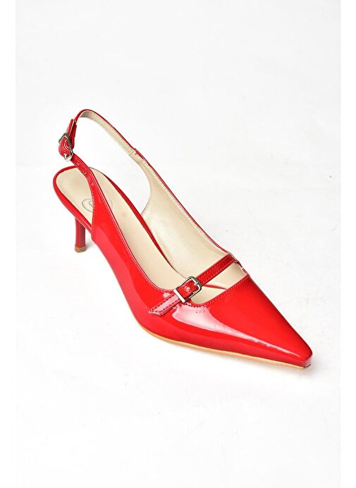 S654072208 Kırmızı Rugan İnce Topuklu Kadın Ayakkabı - Görsel 8