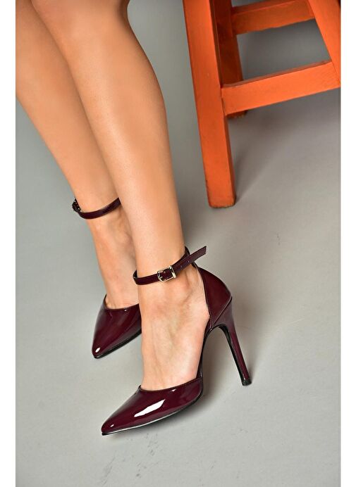 Fox Shoes Bordo Kadın Rugan Topuklu Ayakkabı 12257 - Görsel 4