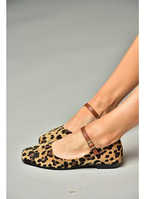 S726252502 Leopar Süet Kadın Babet - Görsel 2