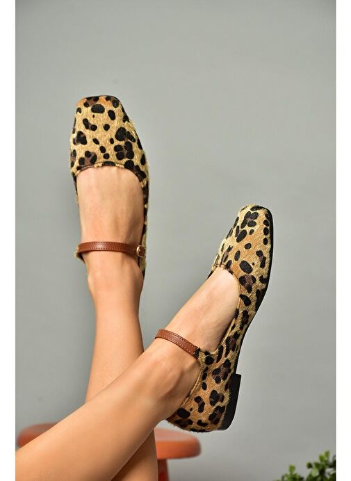 S726252502 Leopar Süet Kadın Babet - Görsel 5