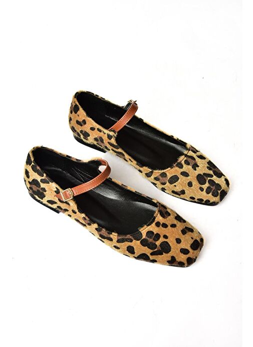 S726252502 Leopar Süet Kadın Babet - Görsel 8