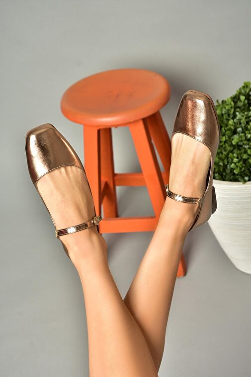 Fox Shoes Bronz Kadın Rugan Babet 12272 - Görsel 5