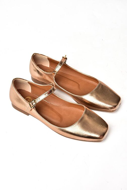 Fox Shoes Bronz Kadın Rugan Babet 12272 - Görsel 8