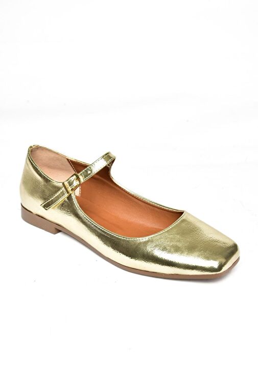 Fox Shoes Altın Kadın Rugan Babet 12273 - Görsel 7