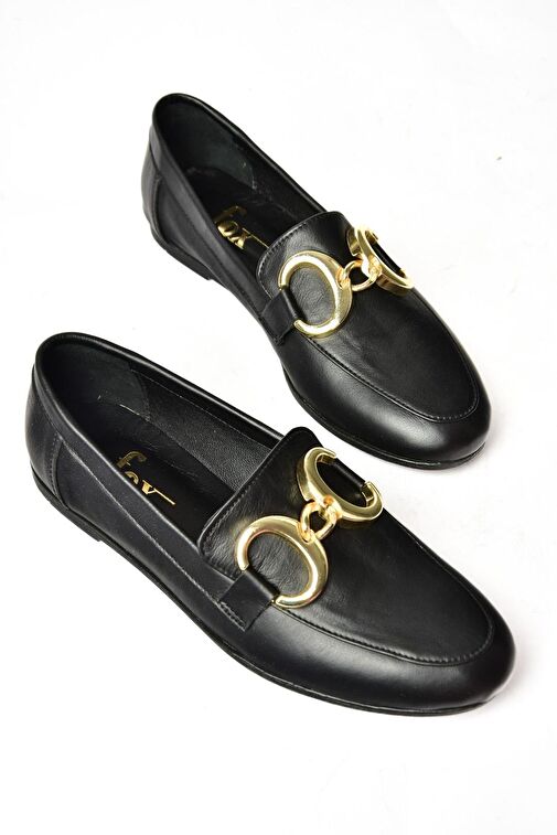 S291070303 Siyah Hakiki Deri Kadın Babet - Görsel 9