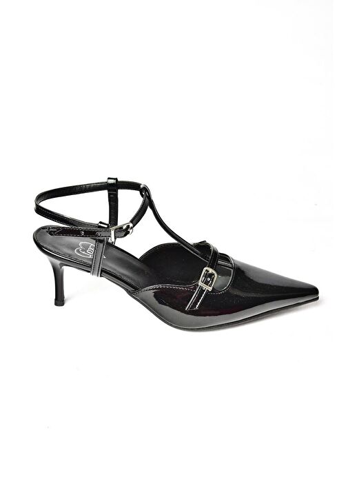 Fox Shoes Siyah Kadın Rugan Topuklu Ayakkabı 12264 - Görsel 6